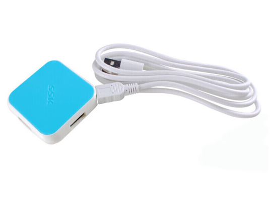 飚王（SSK）SHU030 缤纷USB分线器 HUB一拖四集线扩展坞USB 电脑外接键盘鼠标散热器口天际蓝1.2米线 2个装