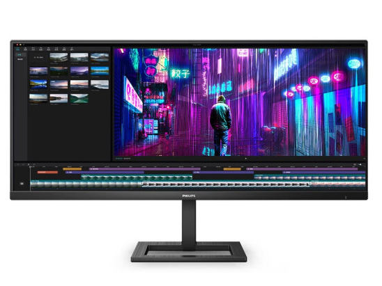 飞利浦 34英寸 WQHD 带鱼屏 8bit 100Hz 智能分屏 升降 HDMI+DP 低蓝光不闪 直播大屏 办公显示器 345E2LE