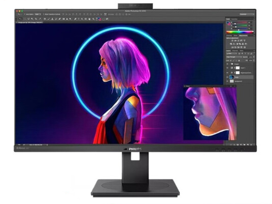 飞利浦329P1H 31.5英寸4K高清 IPS液晶显示器 Type-c 90W 升降旋转 内置音箱 200W摄像头 麦克风 光感技术 低蓝光不闪屏