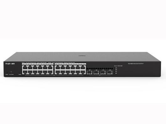 锐捷（Ruijie）24口Poe交换机千兆二层网管RG-NBS3100-24GT4SFP-P光口上联 黑色