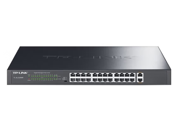 TP-LINK 26口上联千兆POE交换机企业级商用高速稳定网线分线器分流器 TL-SL2226MP