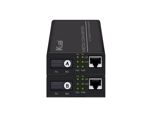 爱快（iKuai）IK-SF210-20 百兆单模单纤光纤收发器 光电转换器（一对）一光口一电口/即插即用/20km