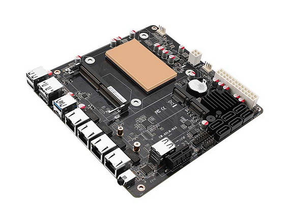 畅网微控N95/N100/N200/i3-N305六盘位NAS妖板/4网2.5G/6个SATA3.0/2个M.2 NVMe/115X散热器ITX板型主板