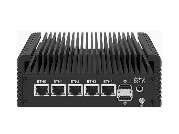 畅网N100/N200/i3-N305五网锋尚版软5网2.5G双M.2双SATA双HDMI/DP/Typc-C四显三屏4KDDR5多网口迷你主机