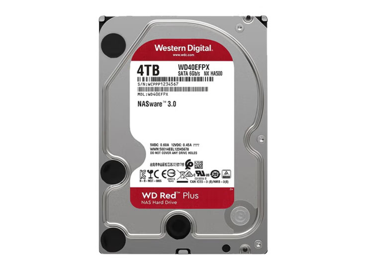 西部数据 NAS硬盘 WD Red Plus 西数红盘Plus 4TB CMR 5400转 256MB SATA 网络存储 私有云常备(WD40EFPX)