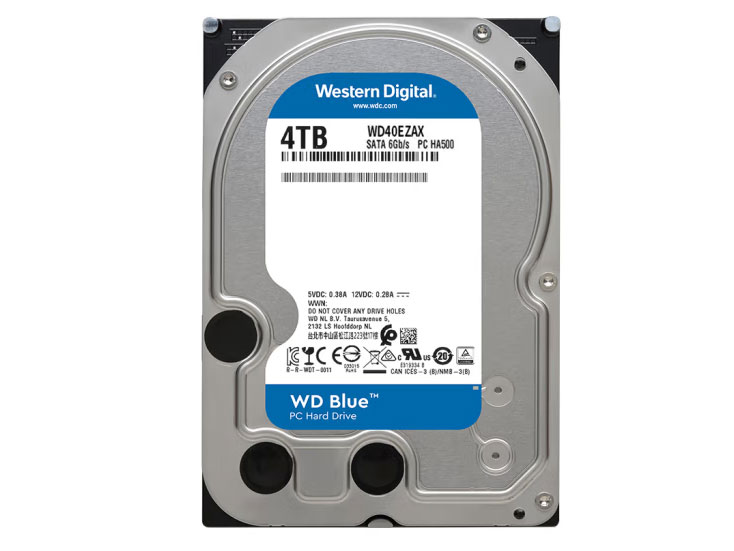 西部数据 台式机机械硬盘 WD Blue 西数蓝盘 4TB CMR垂直 5400转 256MB SATA (WD40EZAX)