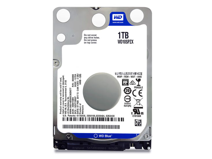 西部数据 笔记本硬盘 WD Blue 西数蓝盘 1TB 5400转 128MB SATA (WD10SPZX)