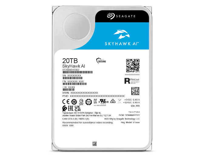 希捷（SEAGATE）监控硬盘 20TB 256MB SATA 垂直 机械 PMR CMR 希捷酷鹰 3.5英寸