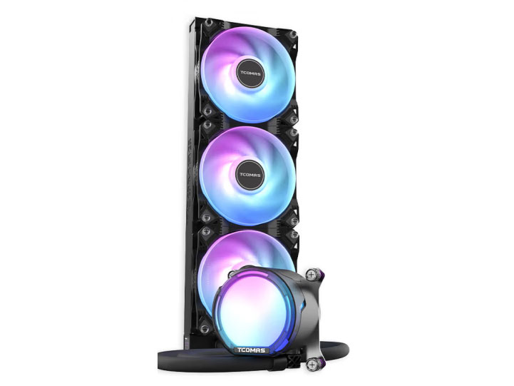 TCOMAS钛钽SJ-A080 360BK 一体式CPU水冷散热器 大冷头加厚冷排风扇 支持LGA1700 ARGB光效  intel版