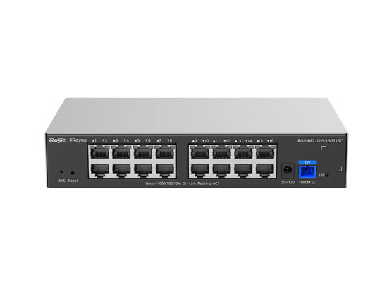锐捷（Ruijie）二层网管易光接入交换机ONU RG-NBF2100S-16GT1SC 16口千兆无源光上联 