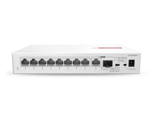 华为数通智选S110-8P2ST千兆POE交换机8口千兆电口+1上行电口+1上行光口企业级POE供电以太网络交换器