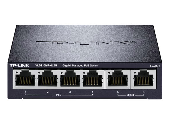 TP-LINK 域联千兆上联web网管云管理POE交换机 YLS210MP-4L2G 企业监控网络网线分线器分流器 4口百兆+2口千兆 