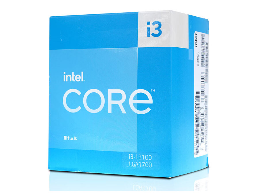 Intel 酷睿i3-13100 CPU采用Intel 7工艺，4核8线程(4性能核+0能效核)，采用全新Paptor Lake架构，性能核主频最高可达4.5GHz