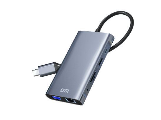 DM大迈 CHB055               （十合一）                                      C口转HDMI+VGA+U3*3+PD快充+TF+SD+千兆网口