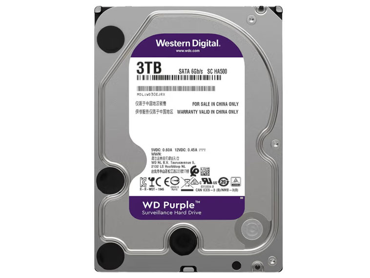 西部数据（WD） 紫盘 SATA 6Gb/s 监控硬盘3.5英寸 3TB 