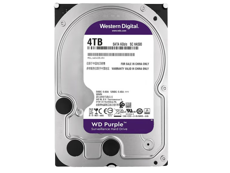 西部数据（WD） 紫盘 SATA 6Gb/s 监控硬盘3.5英寸 4TB 