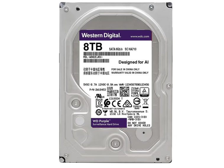 西部数据（WD） 紫盘 SATA 6Gb/s 监控硬盘3.5英寸 8TB