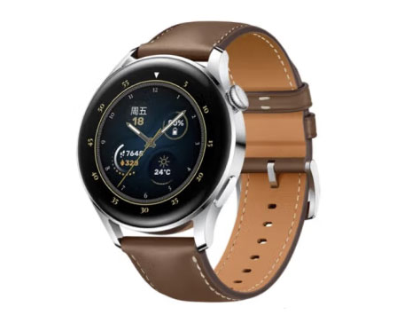 华为HUAWEI WATCH 3 时尚款 棕色真皮表带 46mm表盘 华为手表 运动智能手表 eSIM独立通话 鸿蒙系统 体温检测