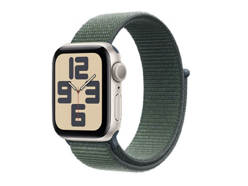 Apple/苹果 Watch SE 智能手表GPS款40毫米  星光色/午夜色/银色  铝金属表壳湖绿色回环式运动表带MXF63CH/B  