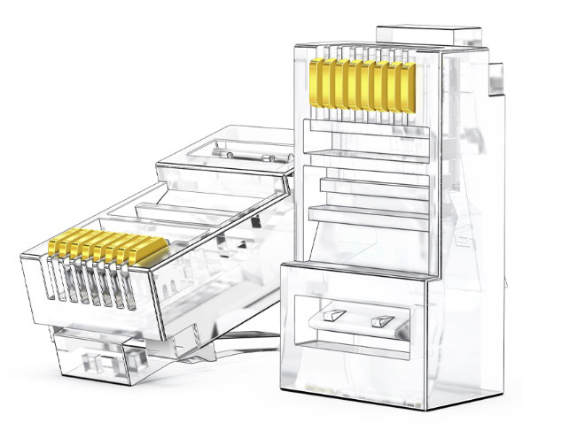 胜为  RCA-1100 超五类镀金水晶头 15U纯铜100个/盒 RJ45三叉式非屏蔽网络线缆8P8C电脑网线连接头