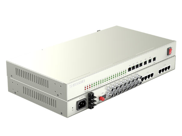 胜为  D8E32P21 综合业务电话光端机 PCM语音光端机8路E1+32路电话+4路千兆隔离网络 80KM FC单纤桌面式 一对