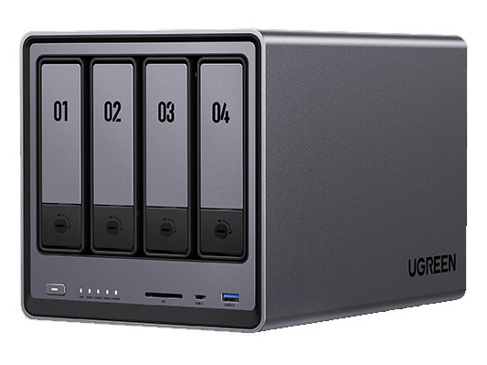 绿联  DXP4800是一款四盘位NAS私有云，支持双M.2 SSD，它采用的是英特尔N100处理器，支持DDR5-4800MHz 内存，最高可扩展至16GB；另外，还支持双2.5GbE网口，配置USB3 Gen2，USB3.2 Gen1，HDMI支持4K