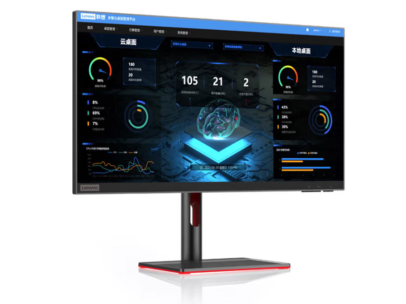 联想（Lenovo）ECC-A804 23.8英寸一体机台式电脑主机 商务办公一体化式云终端 升级i5-12400 16G内存 512G固态