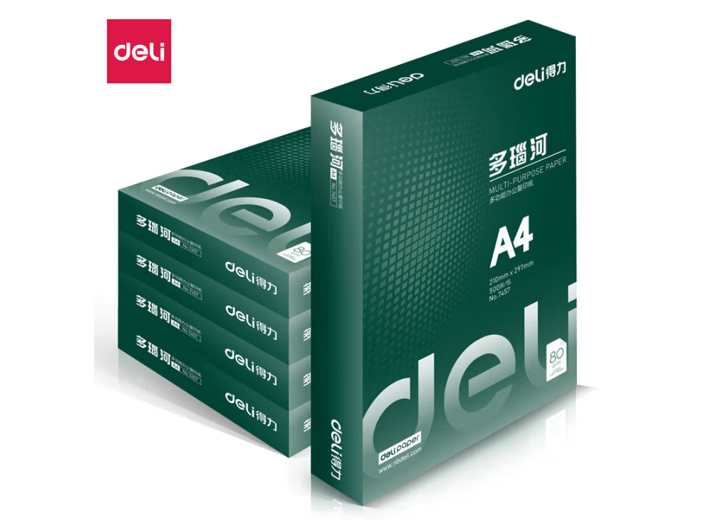 得力（deli）多瑙河复印纸A4-80g-5包办公用纸作业纸打印纸草稿纸绘图纸 3485多瑙河复印纸A4-80g-5包白色