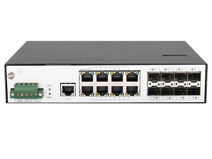 博达  BDCOM IES2000-TU8S8T 电信级卡轨半架工业交换机