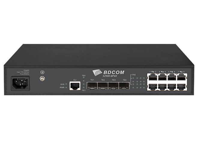 博达 BDCOM S2900-8P4X万兆准三层交换机