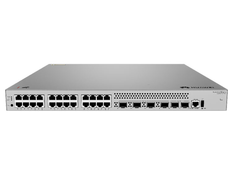 华为  S530-24T4XE 汇聚/核心交换机 | 三层 | 全管理 | 交换容量672Gbps/6.72Tbps | 包转发率171Mpps/256Mpps | 下行24个GE电口+上行4个万兆SFP+,2个10GE堆叠口 | 监控带机量650 | 终端带机量1300 | 机架款