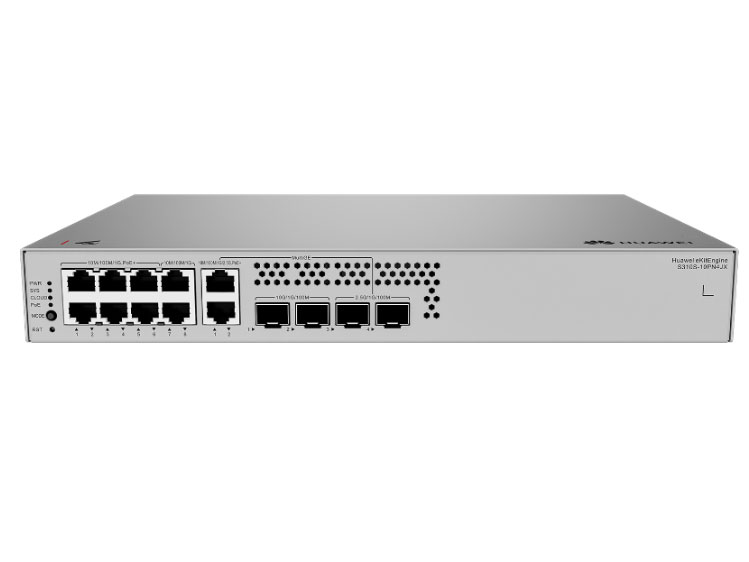 华为  S310S-10PN4JX 接入/汇聚交换机 | 三层 | Web管理 | 交换容量432Gbps | 包转发率94Mpps | 下行8个GE电口，2个2.5GE电口+上行2个2.5GE光口，2个10GE光口 | PoE |监控带机量200 | 终端带机量400 | 机架款