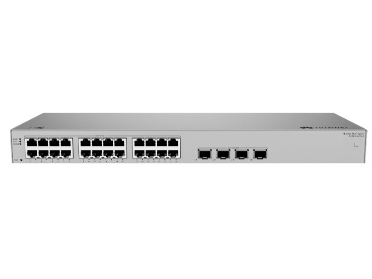 华为  S220S-24T4J 接入/汇聚交换机 | 二层 | Web管理 | 交换容量396Gbps | 包转发率88Mpps | 下行24个GE电口+上行4个2.5GE光口 | 监控带机量150 | 终端带机量300 | 机架款