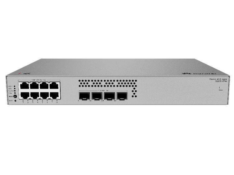 华为  S220S-8P4J 接入/汇聚交换机 | 二层 | Web管理 | 交换容量396Gbps | 包转发率64Mpps | 下行8个GE电口+上行4个2.5GE光口 | PoE | 监控带机量50 | 终端带机量100 | 机架款