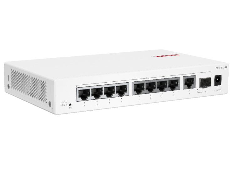 华为  FutureMatrix S210-8T2ST 二层 | web管理 | 交换容量336Gbps | 转发性能 15Mpps | 9个千兆电+1个千兆光 | 监控50台 | 带机量100人 | 桌面式 | 静音