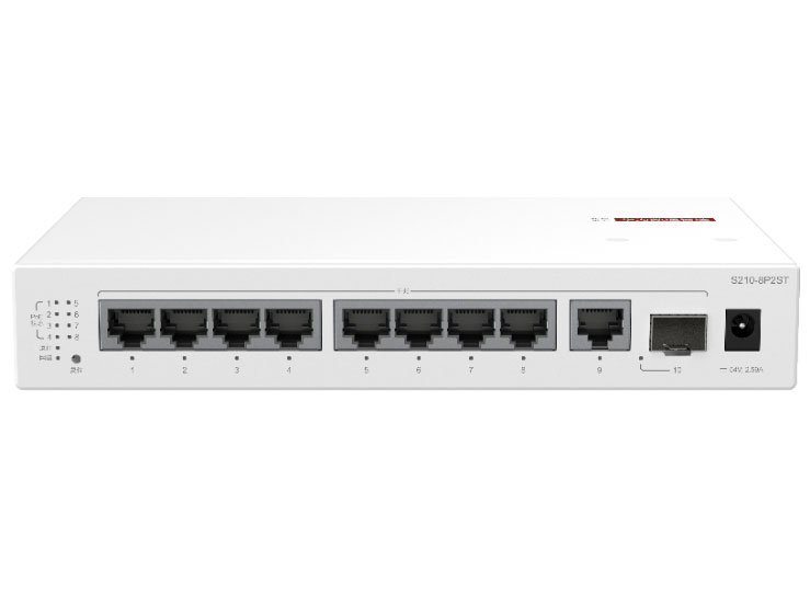 华为  FutureMatrix S210-8P2ST 二层 | web管理 | 交换容量336Gbps | 转发性能 15Mpps | 9个千兆电+1个千兆光 | 支持PoE+（124W）| 监控50台 | 带机量100人 | 桌面式 | 静音