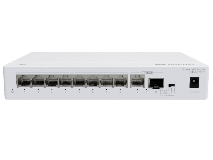 华为  S110-8P1T S110-8P1T(8个10/100/1000BASE-T以太网端口(124W PoE+),1个10/100/1000BASE-T以太网端口,含1个交流适配器,无风扇)