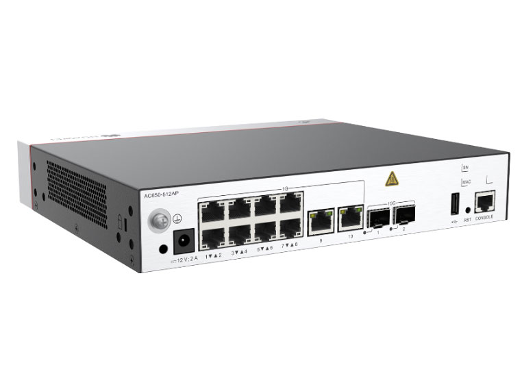 华为  AC650-512AP 接入控制器 | 最大管理AP数量 512 | 10 x GE 电口 | 2 x 10GE 光口 | 包转发 10Gbps | 机架 | 挂墙 | 桌面