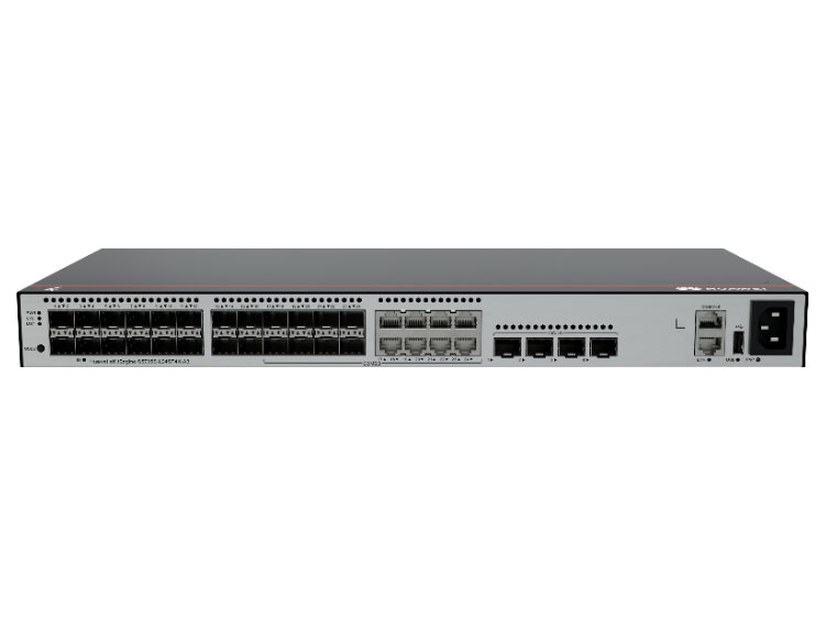 华为  eKitEngine S5735S-L24ST4X-A3：24个千兆SFP（其中8个10/100/1000Base-T Combo），4个万兆SFP+，内置交流供电，前维护，交换容量672Gbps/6.72Tbps，包转发率126Mpps