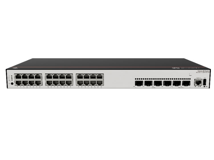 华为  eKitEngine S5735S-L24P4XE-A3：24个10/100/1000BASE-T以太网端口，4个万兆SFP+，2个10GE堆叠口，400W PoE+，内置交流供电，交换容量672Gbps/6.72Tbps，包转发率171Mpps