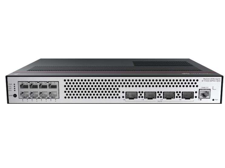 华为  eKitEngine S1730S-S8P4X-QA3(8个10/100/1000BASE-T以太网端口(125W PoE+),4个万兆SFP+,内置交流供电,无风扇) - 交换容量502Gbps/5.02Tbps；包转发率72Mpps