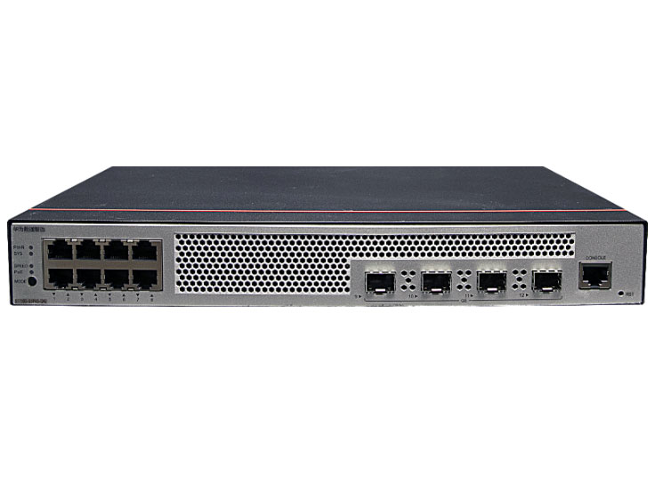华为  FutureMatrix S1730S-S8P4S-QA2：8个10/100/1000BASE-T以太网端口（PoE+），4个千兆SFP，124W PoE，交流供电，无风扇，交换容量336Gbps，包转发率18Mpps