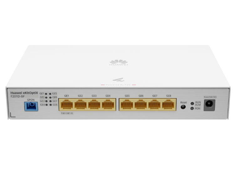 华为  华为坤灵室内款光终端 F201D-8P内置固定GPON光口上行8个10/100/1000 Mbit/s 接口速率自适应电口