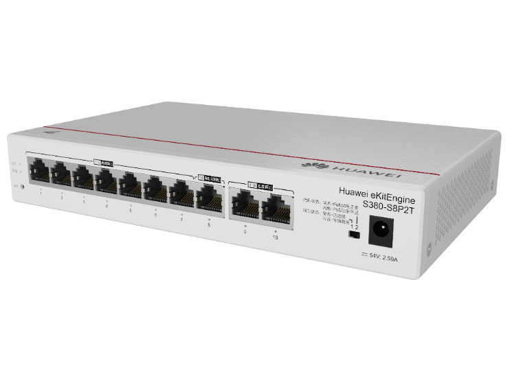 华为  S380-S8P2T 路由交换一体机 | 管理AP数量 64 | 带机量300台 |PoE 124W| 交换容量16Gbps | 出口带宽2Gbps | 2个千兆电(WAN)+8个千兆电(LAN) | 桌面款