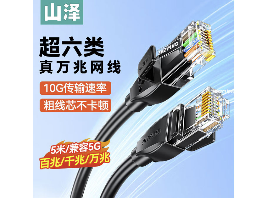 山泽六类万兆网线 CAT6A高速成品网线 家用电脑网络宽带工程跳线 8芯双绞连接线 六万兆【10G竞速】