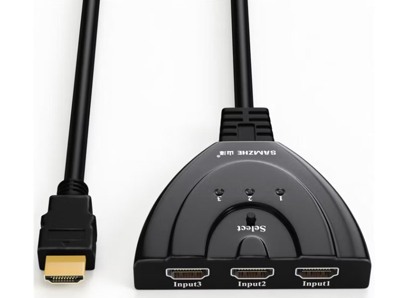 山泽 HDMI切换器三进一出3进1出高清视频共享分配笔记本电脑PS4游戏机顶盒接电视投影 HDMI切换器【3进1出】0.5米 HV-613W