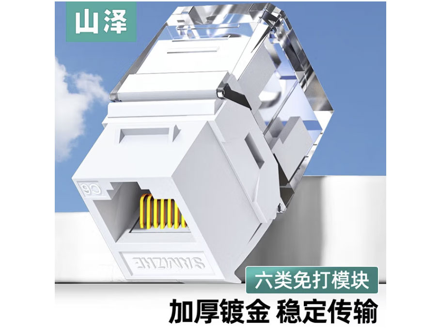 山泽(SAMZHE)六类网络模块 CAT6千兆免打RJ45水晶头母座电脑网线面板连接头 六类【非屏蔽】免打模块