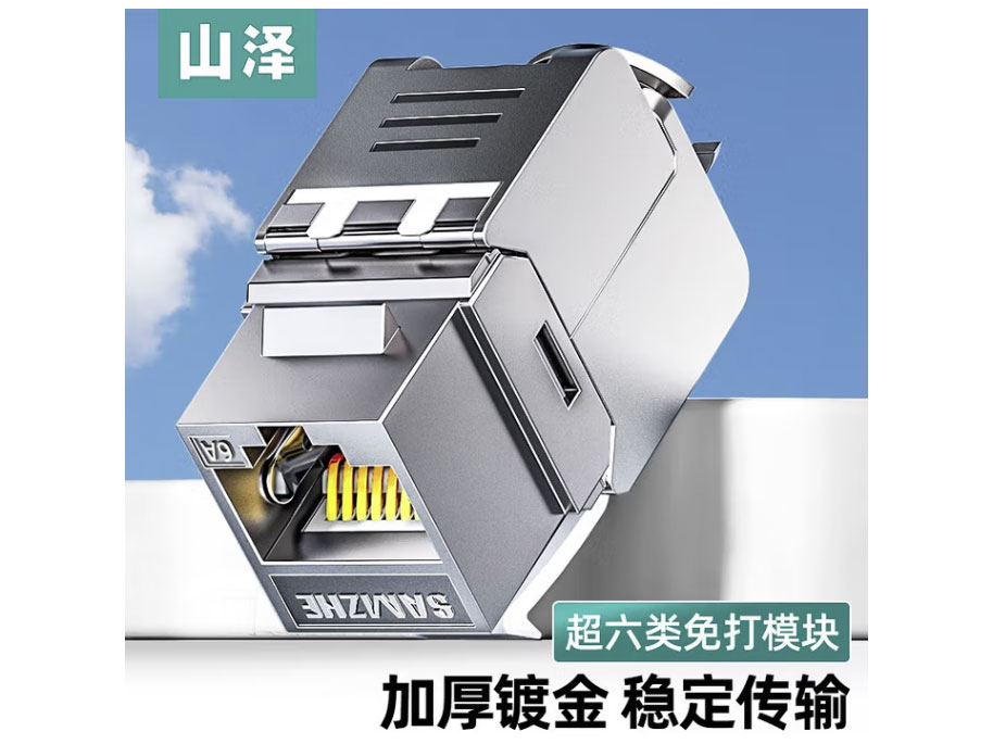 山泽五类六类七类网络模块 网线插座面板屏蔽免打模块 RJ45水晶头母座电脑连接头镀金加厚50u 六类模块【50u】屏蔽免打 PMC6A