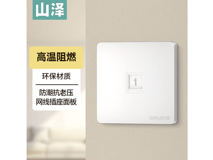 山泽电脑插座网络网线口面板 适用电脑电话信息模块网络插座 通用超五/六/七类模块加厚86型面板 白色【阻燃单口面板】 ZWB-01