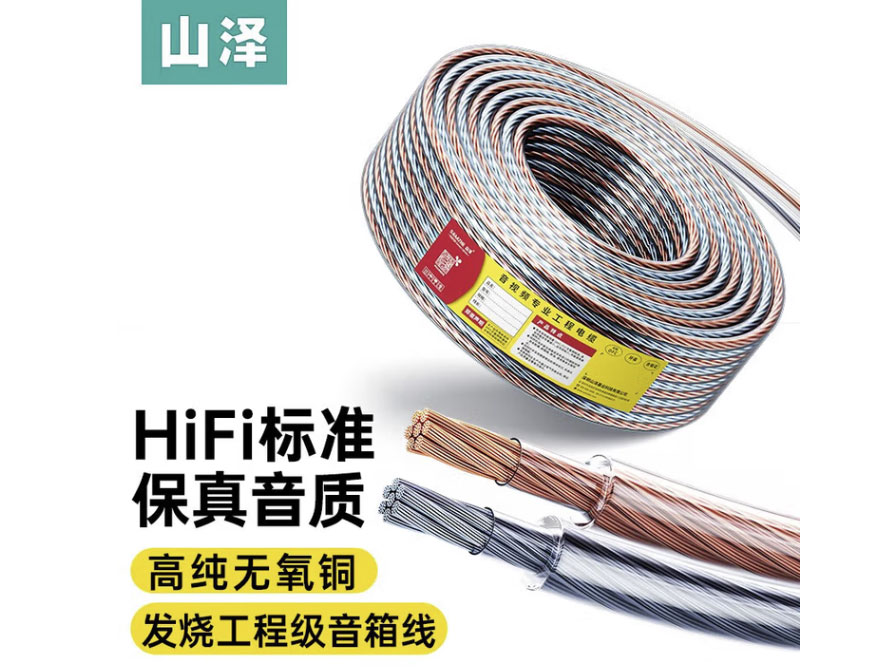 山泽 音箱线 发烧级纯铜工程家装音响线抗干扰 音频线缆 喇叭功放转接线 音箱连接线 音响线100芯10米 vd-1010